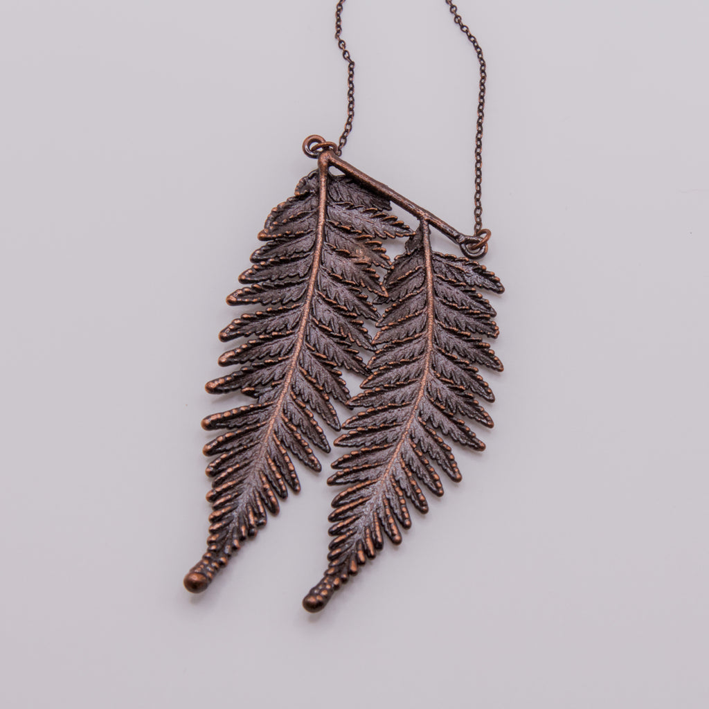 Colgante helecho ampe cobre doble