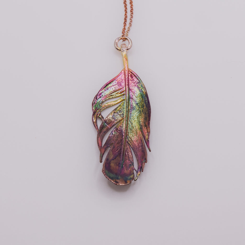 Colgante pluma gallina cobre multicolor 1