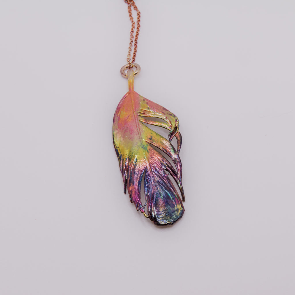 Colgante pluma gallina cobre multicolor 1